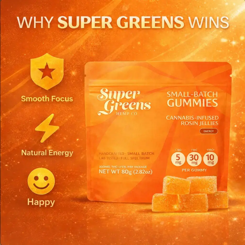 200mg Rosin Gummies (20ct) | 10mg Energy Gummies | Super Greens - Image 2